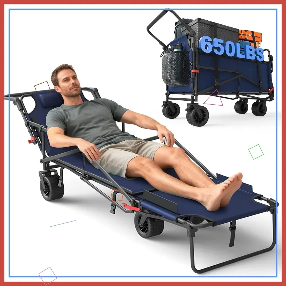 Heavy Duty Folding Wagon Cart - 2-in-1 Collapsible Utility Cart with 650lb Capacity, All-Terrain Wheels & Brakes, Blue
Heavy Duty Folding Wagon Cart - 2-in-1 Collapsible Utility Cart with 650lb Capacity, All-Terrain Wheels & Brakes, Blue