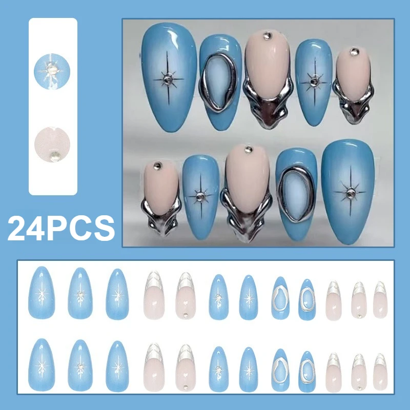 24PCS Press on Nails 3D Starry Silver French Sparkling Nail Patch European and American Ins Metal Style Detachable Fake Nail
24PCS Press on Nails 3D Starry Silver French Sparkling Nail Patch European and American Ins Metal Style Detachable Fake Nail