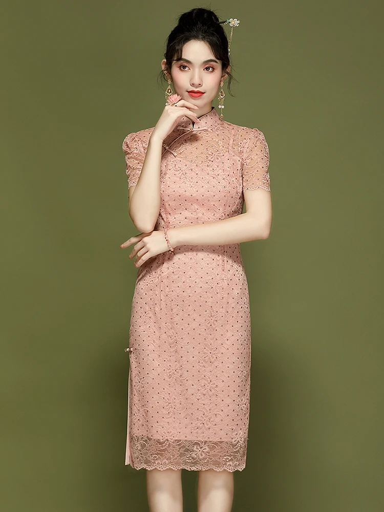 Ele Young Women's Lace Mid-Length Slant-Collar ort-Sve Daily Wear High-Quali Chinese Sle Faionable
Ele Young Women's Lace Mid-Length Slant-Collar ort-Sve Daily Wear High-Quali Chinese Sle Faionable