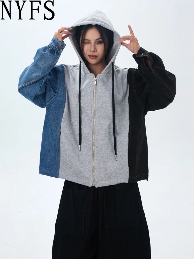 NYFS 2025 Autumn New Vintage Hooded Woman Coat Loose Plus Size Casual Long Sleeve Denim Jacket
NYFS 2025 Autumn New Vintage Hooded Woman Coat Loose Plus Size Casual Long Sleeve Denim Jacket