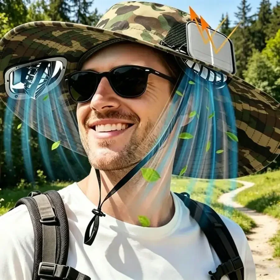 Solar Fan Cap, UV Resistant Outdoor Wide Brimmed Fisherman's Cap, With 180 ° Adjustable Fan, UPF50, USB And Solar Power Supply,
Solar Fan Cap, UV Resistant Outdoor Wide Brimmed Fisherman's Cap, With 180 ° Adjustable Fan, UPF50, USB And Solar Power Supply,