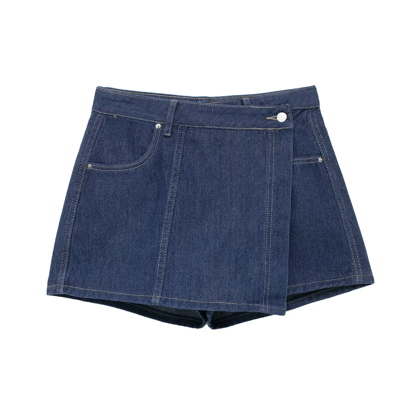 ZAR Summer New Women's Faionable Casual Sle Double Flap Denim Skirt Pants ort Length Blue Color Versatile Clothing
ZAR Summer New Women's Faionable Casual Sle Double Flap Denim Skirt Pants ort Length Blue Color Versatile Clothing