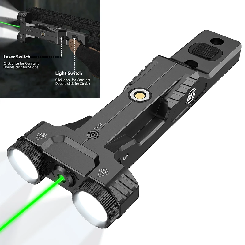 EZshoot 1600 Lumen Tactical Flashlight with Red Green Laser Beam Combo Low Profile Rechargeable Light for M-Rail with Strobe
EZshoot 1600 Lumen Tactical Flashlight with Red Green Laser Beam Combo Low Profile Rechargeable Light for M-Rail with Strobe