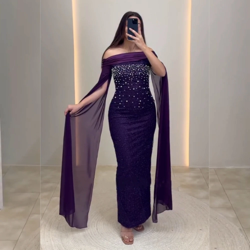 Customized Charming Evening Dress Glitter Pleat Off-the-shoulder Sheath Midi Dresses Bespoke Occasion Elegant Party
Customized Charming Evening Dress Glitter Pleat Off-the-shoulder Sheath Midi Dresses Bespoke Occasion Elegant Party