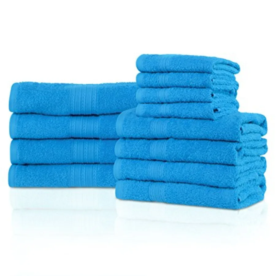 Bathroom 12-Piece Towel Set in Aster Blue: 100 Ring-Spun Cotton, Ultra Absorbent, Super Soft, Attractive Border, Eco-Friendly
Bathroom 12-Piece Towel Set in Aster Blue: 100 Ring-Spun Cotton, Ultra Absorbent, Super Soft, Attractive Border, Eco-Friendly