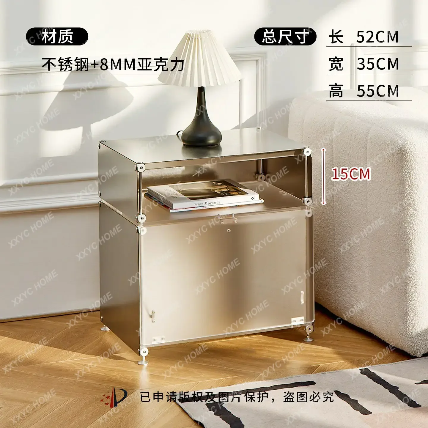 Modern light luxury bedside table Stainless steel bedroom storage cabinet Living room sofa side cabinet
Modern light luxury bedside table Stainless steel bedroom storage cabinet Living room sofa side cabinet