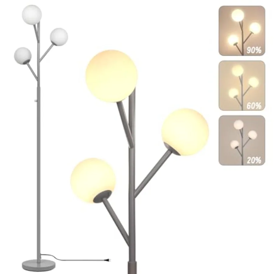 Dimmable 3-Globe Mid Century Modern Floor Lamp, Bulbs Included, 70in Tall Standing Floor Lamp with Frosted Glass Shade for Livi
Dimmable 3-Globe Mid Century Modern Floor Lamp, Bulbs Included, 70in Tall Standing Floor Lamp with Frosted Glass Shade for Livi