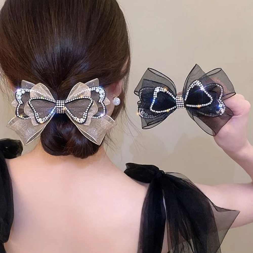 Korean Fashion Ribbon Bow Haie Clips Rhinestone Elegant Barrettes Headpiece Temperament Hair Accessories for Women Girls
Korean Fashion Ribbon Bow Haie Clips Rhinestone Elegant Barrettes Headpiece Temperament Hair Accessories for Women Girls