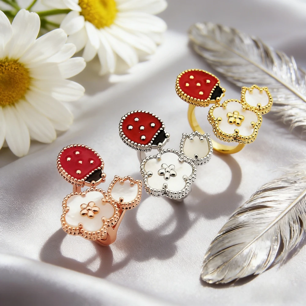 Модное кольцо 2026 года в новом стиле с красным капающим маслом, божья коровка, цветок сливы, открывающееся кольцо - женское универсальное кольцо с цветком
Модное кольцо 2026 года в новом стиле с красным капающим маслом, божья коровка, цветок сливы, открывающееся кольцо - женское универсальное кольцо с цветком