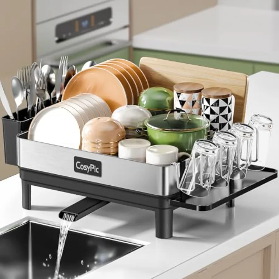 Dish Racks Thicker Premium 304 Stainless Steel Dish Drying Rack for Kitchen Counter Automatic Drainage Spout Dish Drainer and D
Dish Racks Thicker Premium 304 Stainless Steel Dish Drying Rack for Kitchen Counter Automatic Drainage Spout Dish Drainer and D