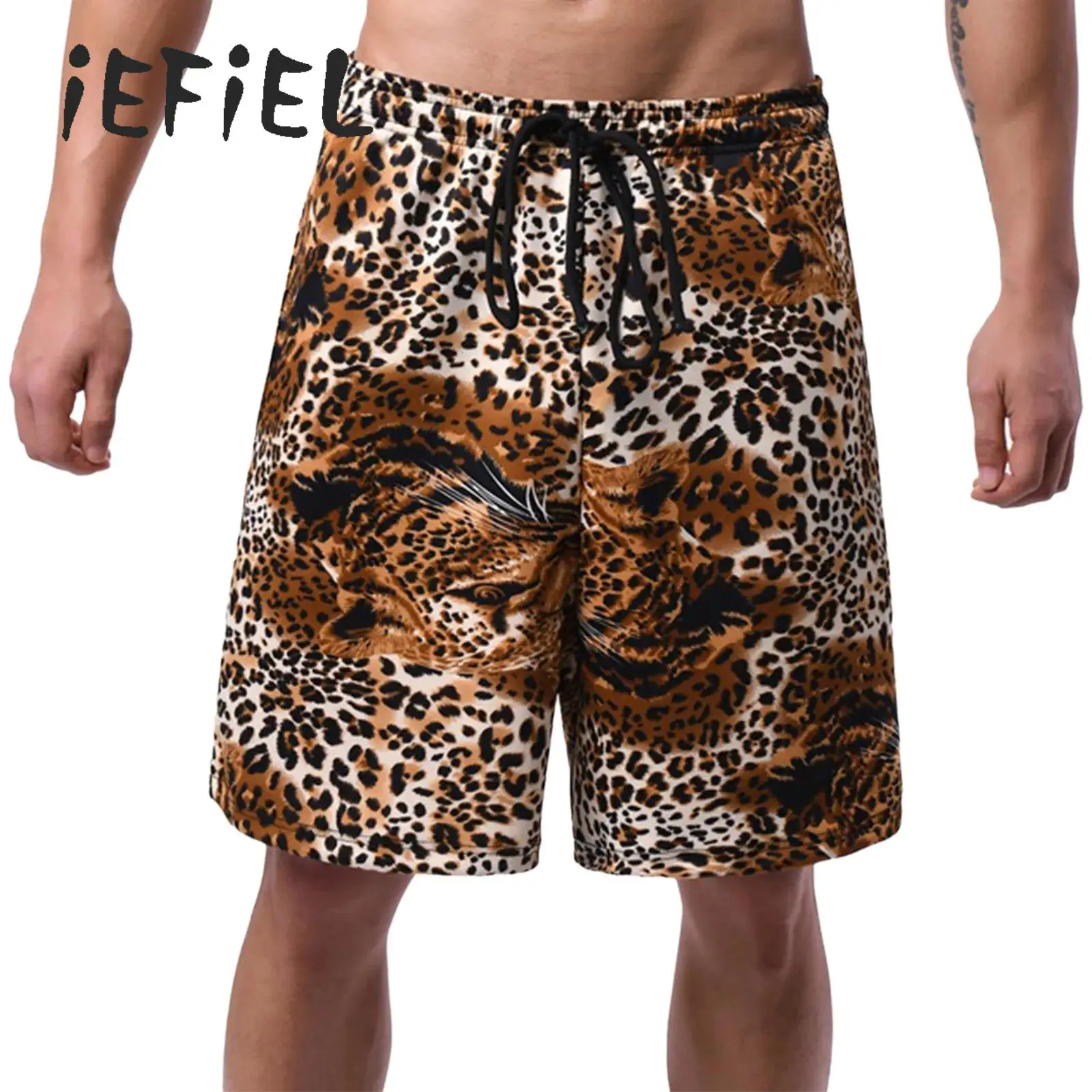 Men Swim Trunks Leopard Print Wide Loose Shorts with Pockets Drawstring Tie Up Athletic Shorts Fitness Summer Holidays Surfing
Men Swim Trunks Leopard Print Wide Loose Shorts with Pockets Drawstring Tie Up Athletic Shorts Fitness Summer Holidays Surfing