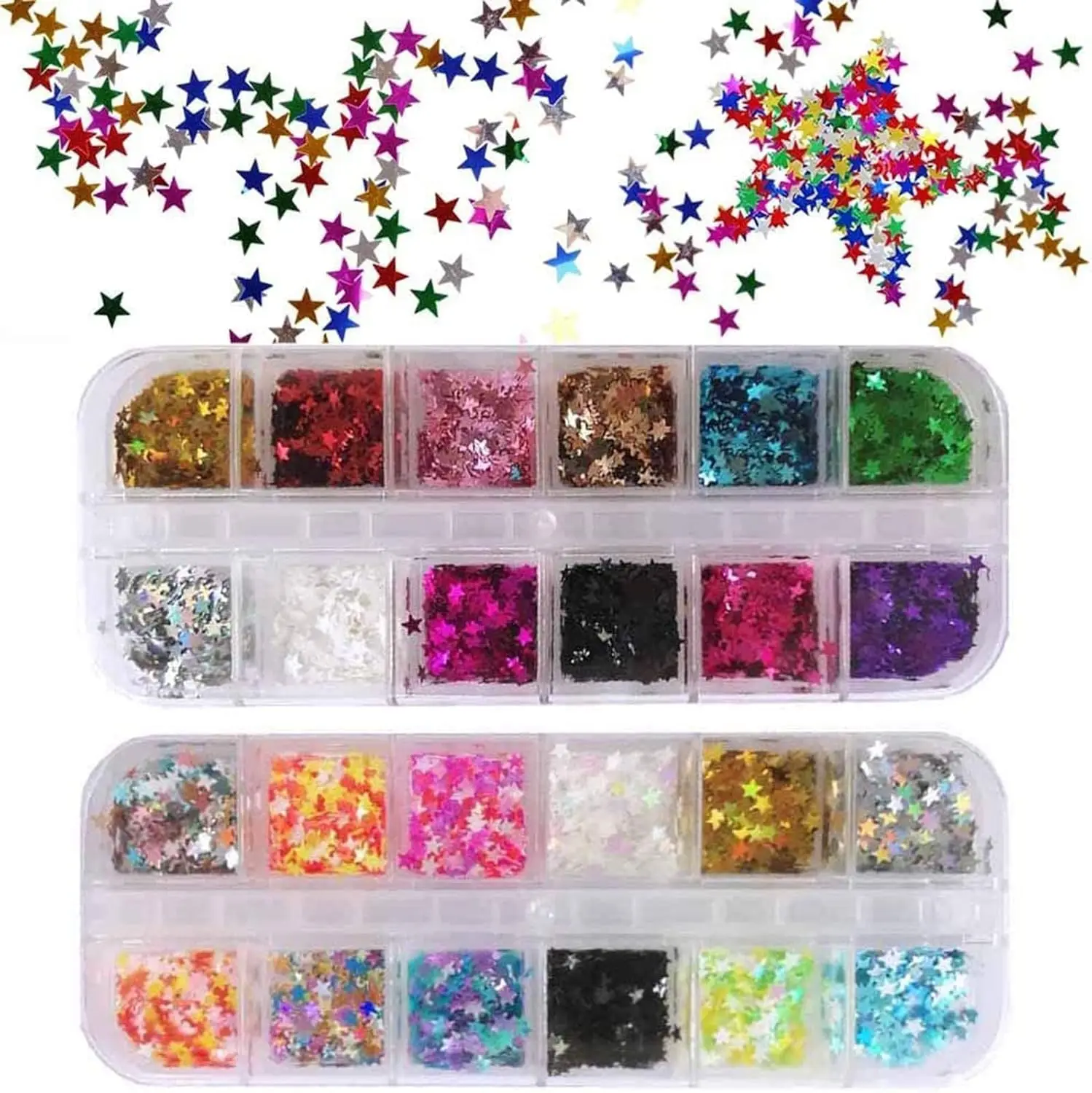 Star Glitter Confetti 24 Boxes Holographic Sequins 3D Laser Nail Art Flakes Colorful Nail Glitter Manicure Decals for DIY Nail
Star Glitter Confetti 24 Boxes Holographic Sequins 3D Laser Nail Art Flakes Colorful Nail Glitter Manicure Decals for DIY Nail