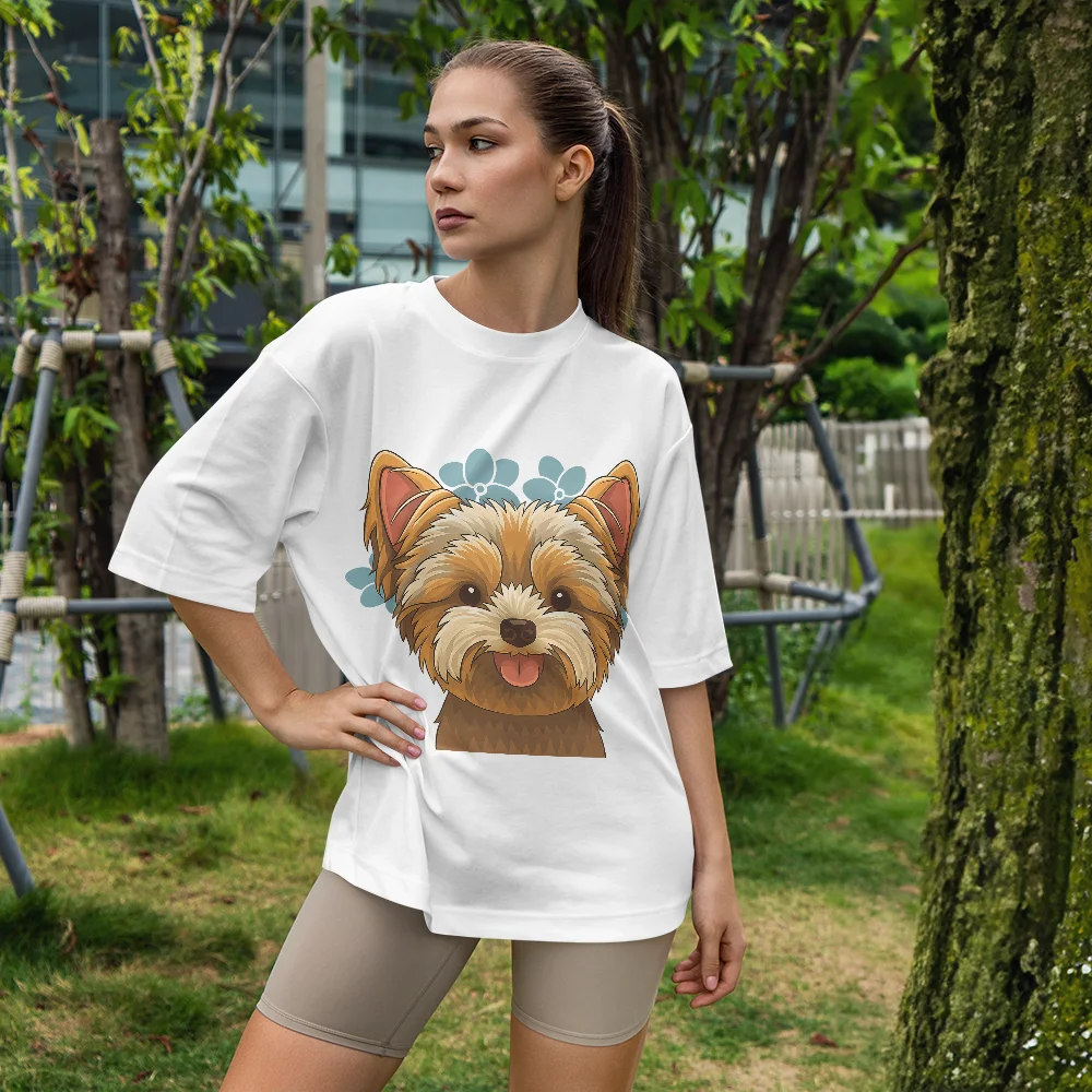 Женская футболка с милым щенком и принтом, модная уличная одежда с круглым вырезом, повседневная футболка с короткими рукавами, топ для женщин 
Женская футболка с милым щенком и принтом, модная уличная одежда с круглым вырезом, повседневная футболка с короткими рукавами, топ для женщин