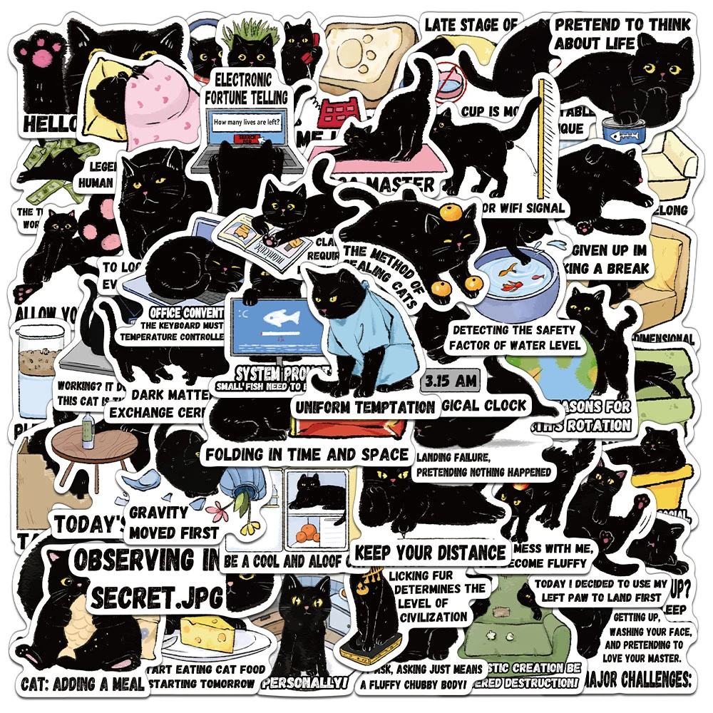 10/30/50pcs Black Cat Quotes Graffiti Stickers Cute Cartoon Decals Toy DIY Suitcase Motorcycle Luggage Funny Waterproof Sticker
10/30/50pcs Black Cat Quotes Graffiti Stickers Cute Cartoon Decals Toy DIY Suitcase Motorcycle Luggage Funny Waterproof Sticker