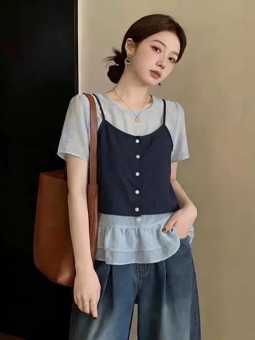 Women's Short Sleeve Shirt Blouse Flounce Hem Casual Style Summer New plus Size Inner Wear Two Piece Set Breathable Skin-Frie...
Women's Short Sleeve Shirt Blouse Flounce Hem Casual Style Summer New plus Size Inner Wear Two Piece Set Breathable Skin-Frie...