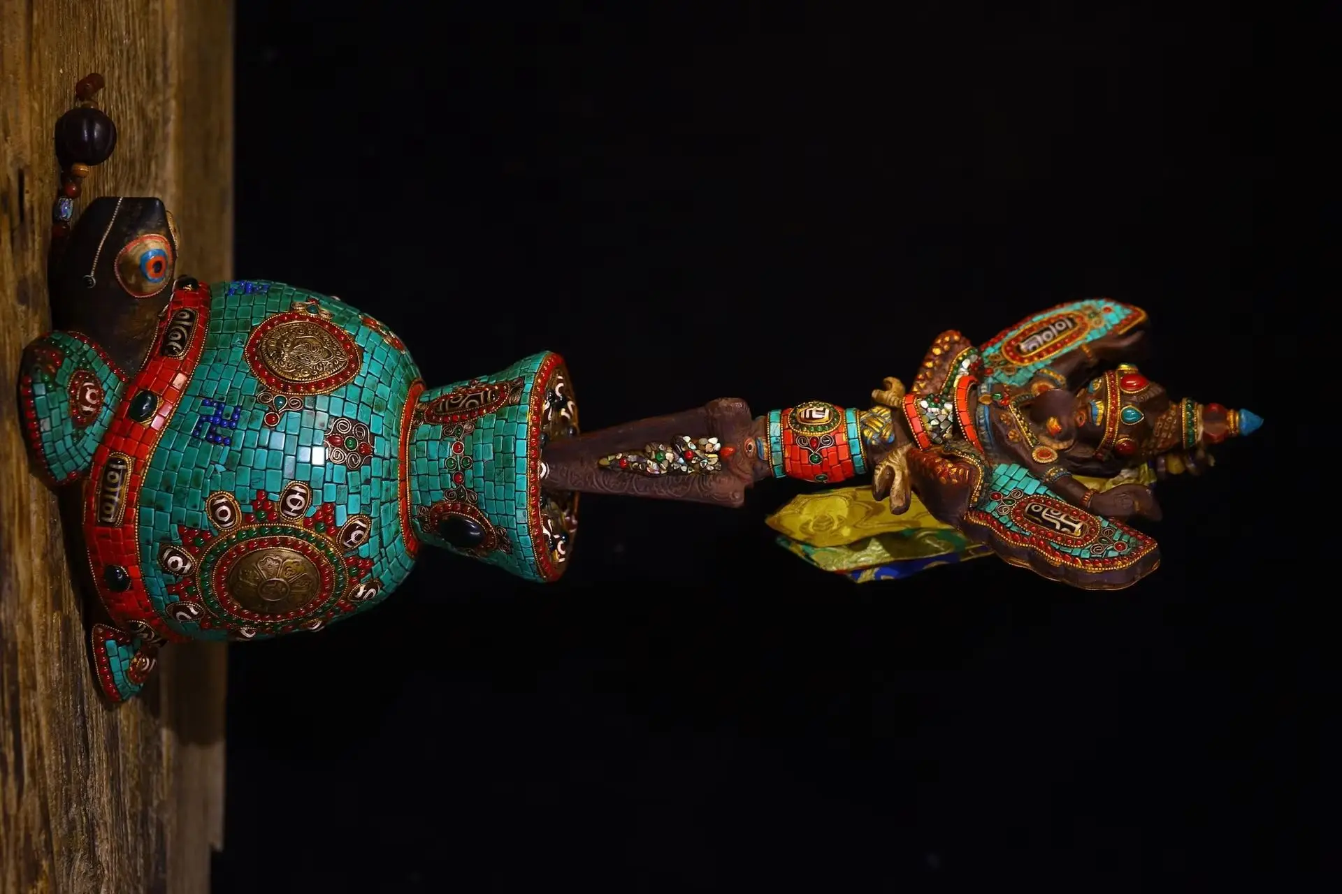 21"Old Nepalese temples Old Natural Meteorite Mosaic Gem gZi Beads Turquoise GARUDA Vajra Phurpa Turtle Base Worship Hall
21"Old Nepalese temples Old Natural Meteorite Mosaic Gem gZi Beads Turquoise GARUDA Vajra Phurpa Turtle Base Worship Hall