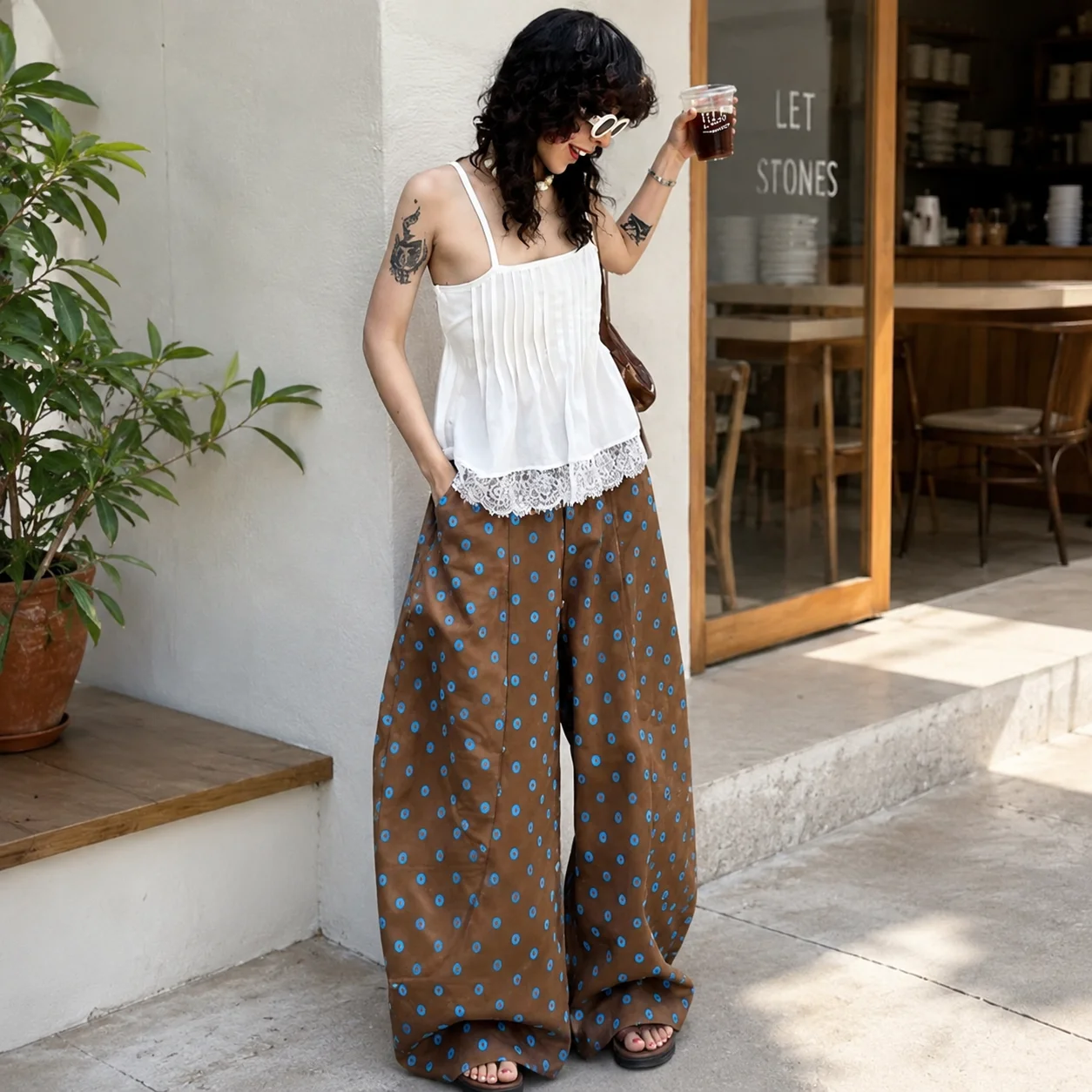 High Waist Wide Leg Loose Pants Women Polka Dot Retro Coffee Brown Summer Casual Beach Trousers Lightweight
High Waist Wide Leg Loose Pants Women Polka Dot Retro Coffee Brown Summer Casual Beach Trousers Lightweight