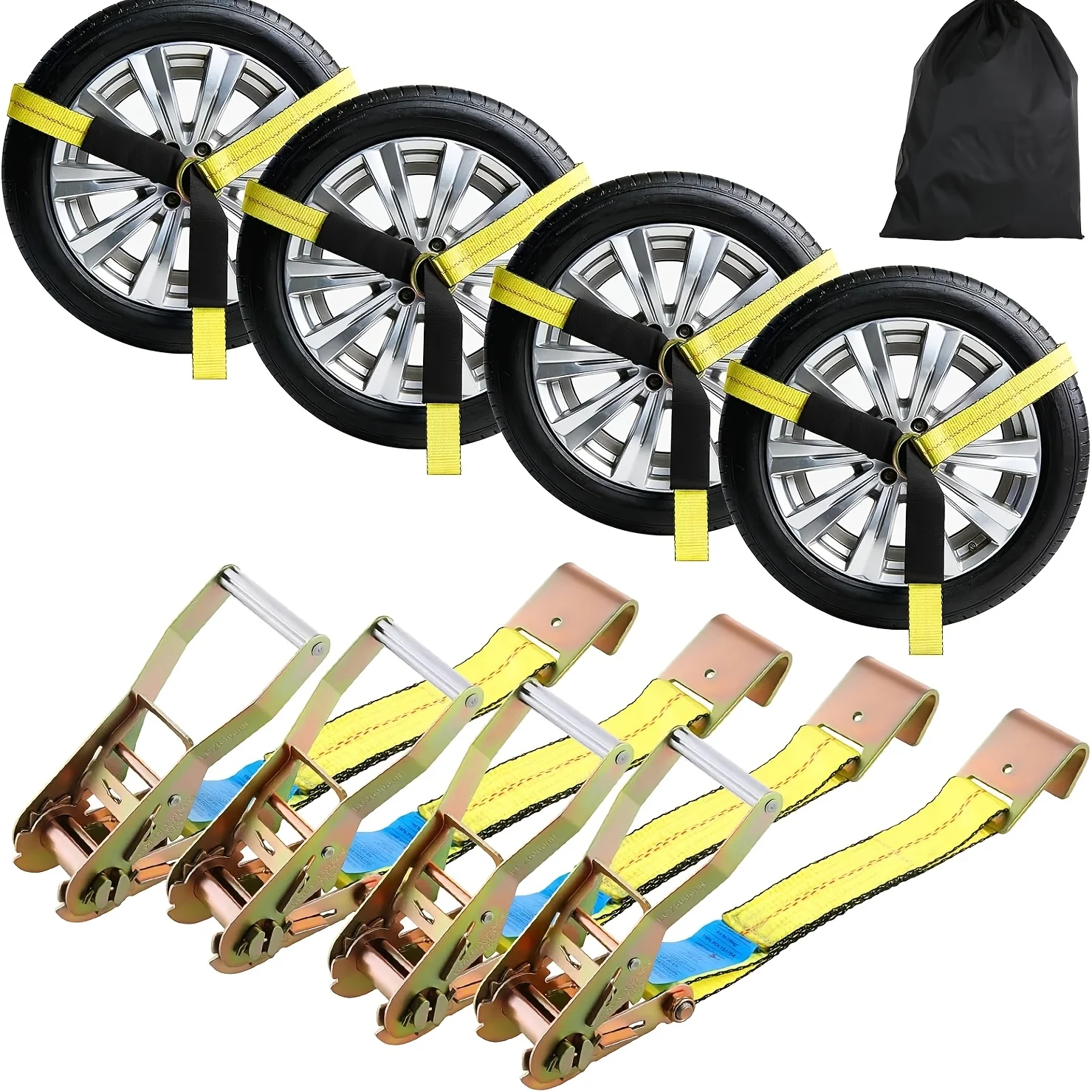 Set of Four Car Tie-Down Straps Designed for Trailers - 2 Inches by 10 Feet Heavy-Duty Ratchet Straps Featuring Flat Hooks with a Break Strength of 10, 000 Pounds, Suitable for Utvs, Suvs, Trucks, Cars, And Trailers
Set of Four Car Tie-Down Straps Designed for Trailers - 2 Inches by 10 Feet Heavy-Duty Ratchet Straps Featuring Flat Hooks with a Break Strength of 10, 000 Pounds, Suitable for Utvs, Suvs, Trucks, Cars, And Trailers