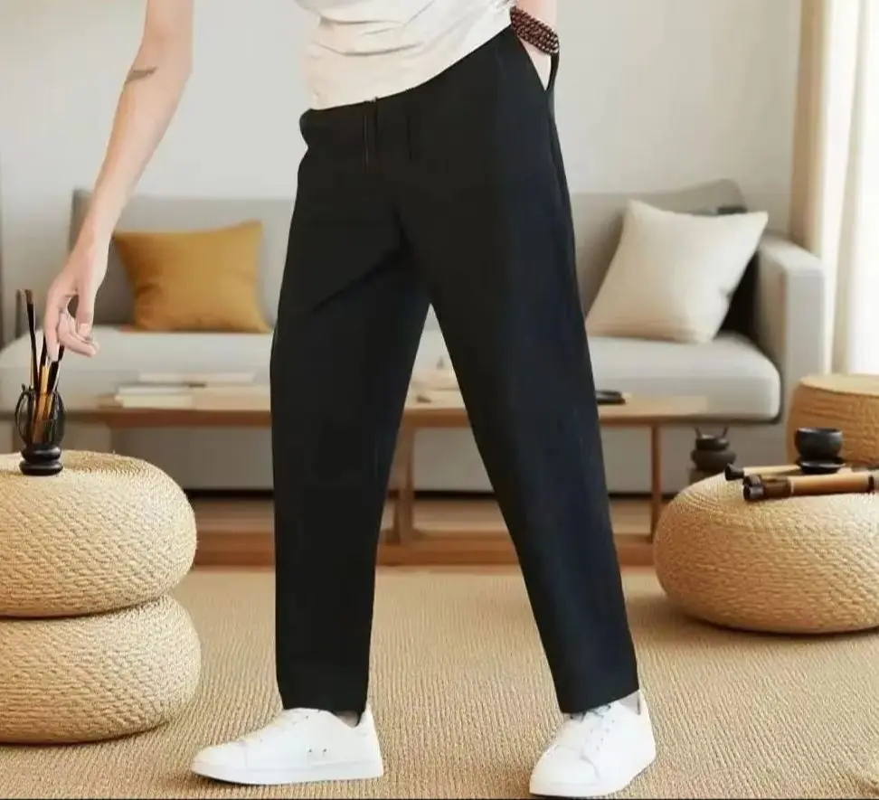 Мужские хлопковые и льняные спортивные штаны в неокитайском стиле, дышащие однотонные уличные свободные брюки для летних каникул
Мужские хлопковые и льняные спортивные штаны в неокитайском стиле, дышащие однотонные уличные свободные брюки для летних каникул