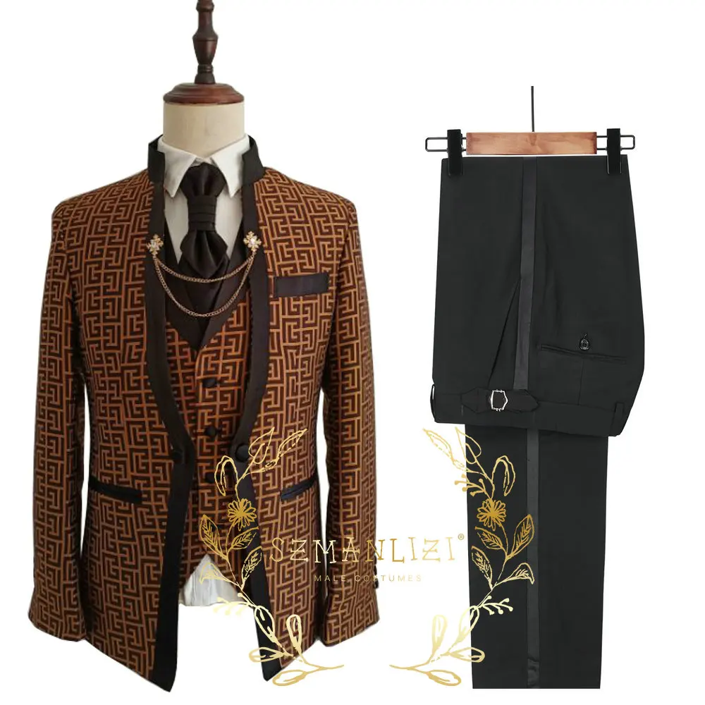 2023 Latest Design Brown Plaid Men Wedding Suits Blazer Sets Tuxedos For Men Business Prom Party Suit Costume Jacket+Vest+Pant
2023 Latest Design Brown Plaid Men Wedding Suits Blazer Sets Tuxedos For Men Business Prom Party Suit Costume Jacket+Vest+Pant