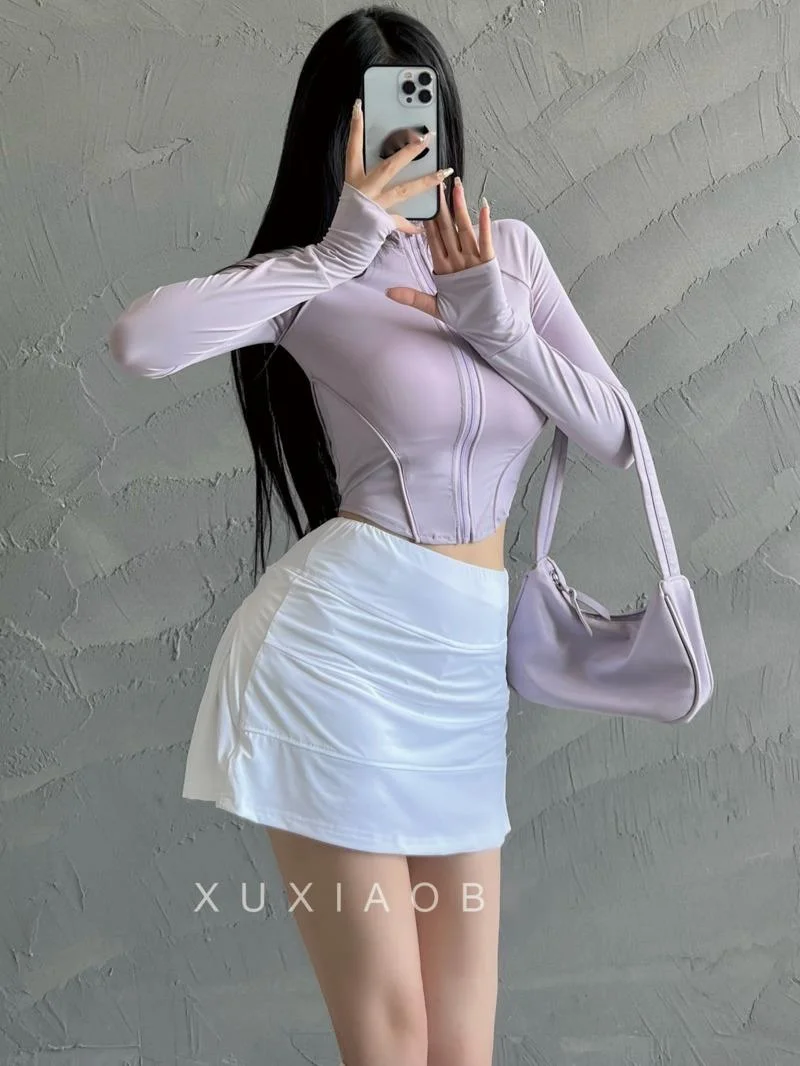 Sexy Slim Short Summer Ice Silk Sunscreen Jacket Long Sleeved Solid Color Casual Top Sweatshirt Sweet Korean Women Tops N7BN
Sexy Slim Short Summer Ice Silk Sunscreen Jacket Long Sleeved Solid Color Casual Top Sweatshirt Sweet Korean Women Tops N7BN