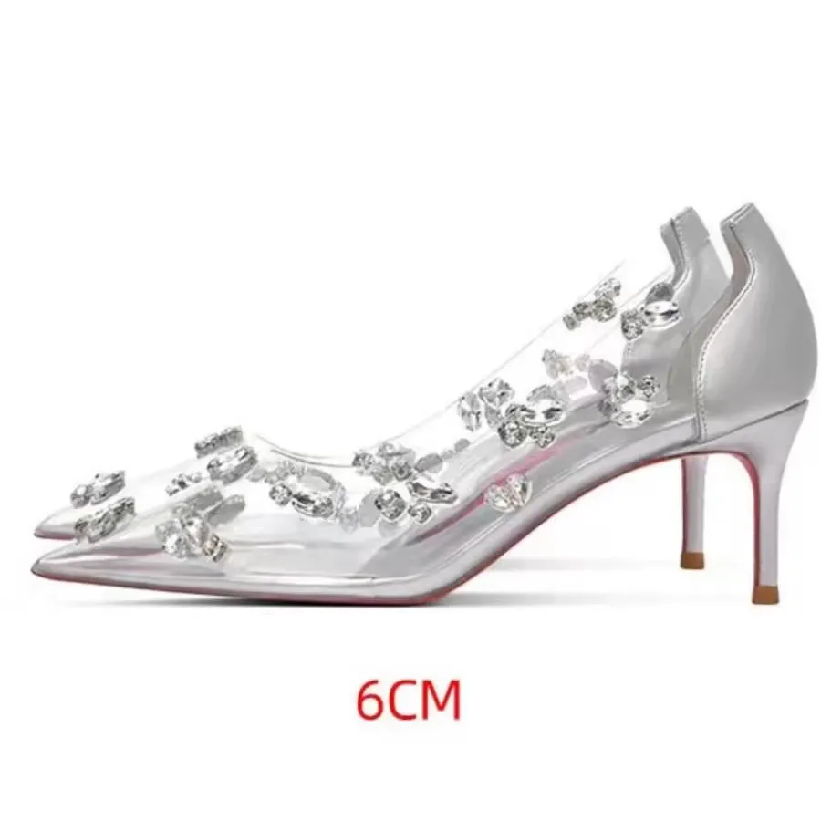 Silver Transparent Rhinestones Women's Single Shoes Stiletto High Heels Crystal Red Sole Wedding Pumps Female 6-12cm High Heels
Silver Transparent Rhinestones Women's Single Shoes Stiletto High Heels Crystal Red Sole Wedding Pumps Female 6-12cm High Heels