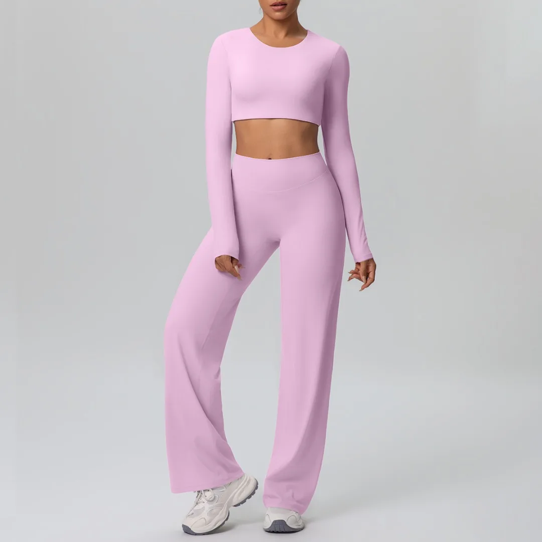 Women's High Waist Straight Wide Leg Yoga Set with Chest Pad Long Sleeve Sports Fitness Suit Running Workout Gym Sportswear
Women's High Waist Straight Wide Leg Yoga Set with Chest Pad Long Sleeve Sports Fitness Suit Running Workout Gym Sportswear