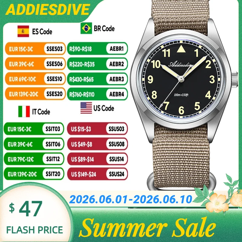 ADDIESDIVE Super Luminous Bubble Mirror Glass Watch 100M Waterproof Hight Quality 316L Stainless Steel Women's Quartz Wristwatch
ADDIESDIVE Super Luminous Bubble Mirror Glass Watch 100M Waterproof Hight Quality 316L Stainless Steel Women's Quartz Wristwatch