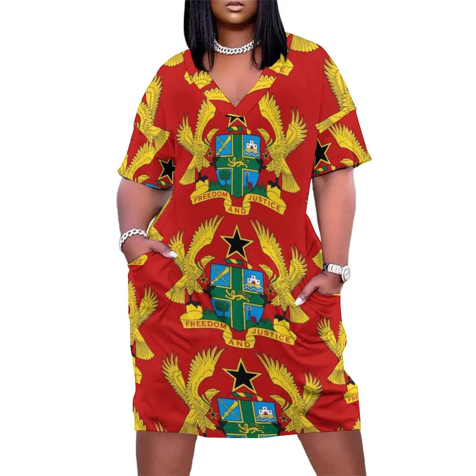 Ghana Coat of Arms Loose Pocket Dress woman dress dresses korean style prom dress
Ghana Coat of Arms Loose Pocket Dress woman dress dresses korean style prom dress
