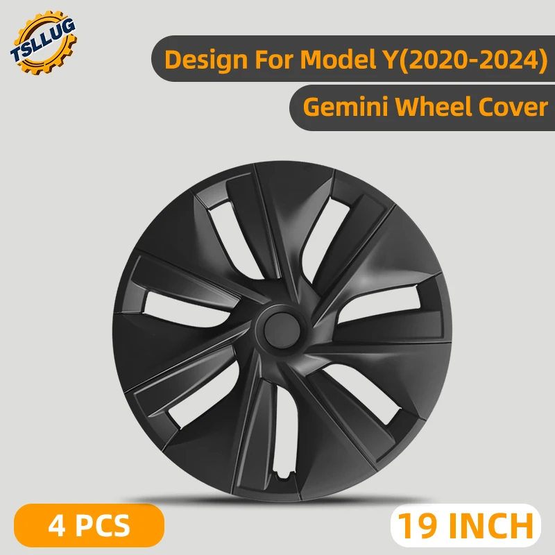 4PCS For Tesla Model Y 2020-2024 Gemini Style Wheel Cover 19 Inch Car Replacement Automobile Hub Cap Full Rim Car Accessories