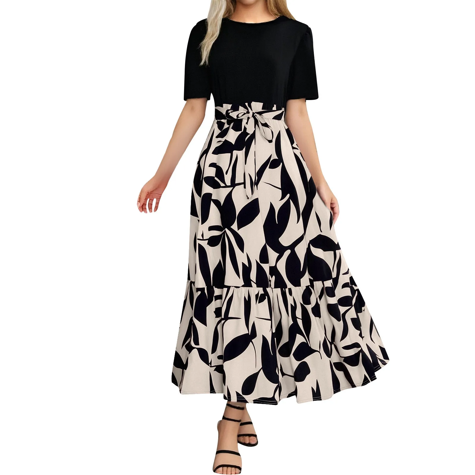 Summer Patchwork Maxi Dress For Women 2025 Floral Print Lace Up Short Sleeve Ruffle A Line Ladies Dress Elegance Sweet Dress
Summer Patchwork Maxi Dress For Women 2025 Floral Print Lace Up Short Sleeve Ruffle A Line Ladies Dress Elegance Sweet Dress