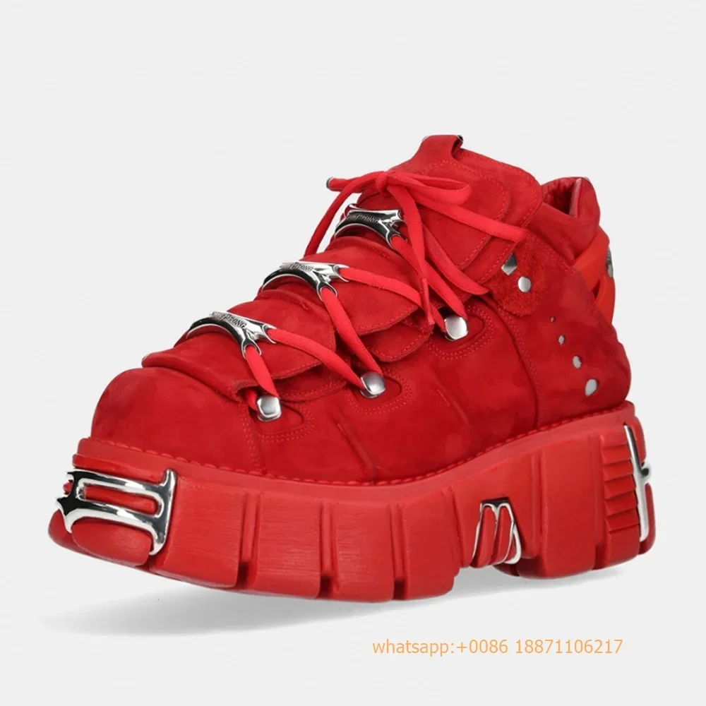 Red Metal Rivet Sports Casual Boots Fashion Women's Round Toe Lace-Up Sport Pumps 2024 New Street Rock Punk Platform Ankle Boots
Red Metal Rivet Sports Casual Boots Fashion Women's Round Toe Lace-Up Sport Pumps 2024 New Street Rock Punk Platform Ankle Boots