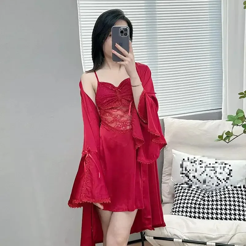 Женский комплект: кимоно, халат, ночная сорочка, кружевной ажурный халат для невесты, домашняя одежда, летний атласный комплект для сна, домашнее платье d'4
Женский комплект: кимоно, халат, ночная сорочка, кружевной ажурный халат для невесты, домашняя одежда, летний атласный комплект для сна, домашнее платье d'4