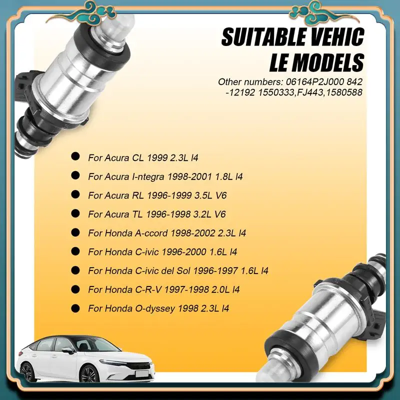 Latest 4X Fuel Injectors 06164-P2J-000 For Honda Odyssey Acura CRV Civic Accord1.6L,1.8L, 2.3L
Latest 4X Fuel Injectors 06164-P2J-000 For Honda Odyssey Acura CRV Civic Accord1.6L,1.8L, 2.3L