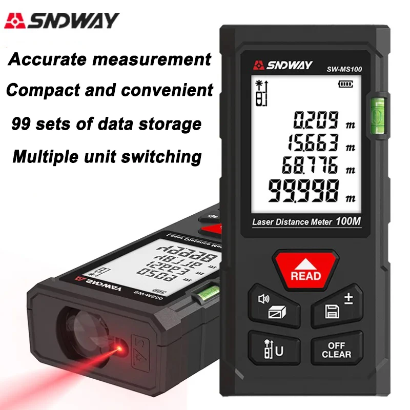 Laser Distance Meter 50M Digital Tape Measure Rangefinder with Distance Area Volume Self-calibration
Laser Distance Meter 50M Digital Tape Measure Rangefinder with Distance Area Volume Self-calibration
