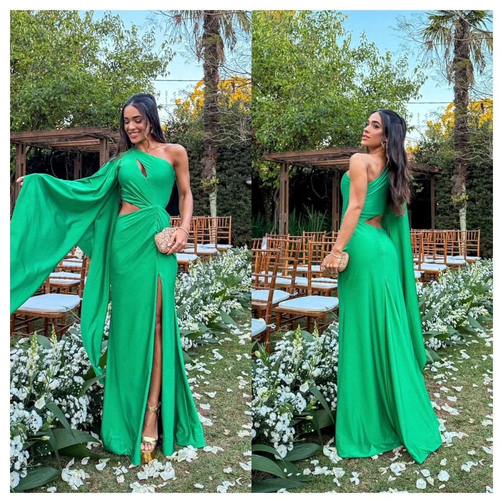 Customized Formal Green Jersey Evening Dress Modern One Shoulder Long Sleeves Party Dress High Quality Floor Length Prom Dress
Customized Formal Green Jersey Evening Dress Modern One Shoulder Long Sleeves Party Dress High Quality Floor Length Prom Dress