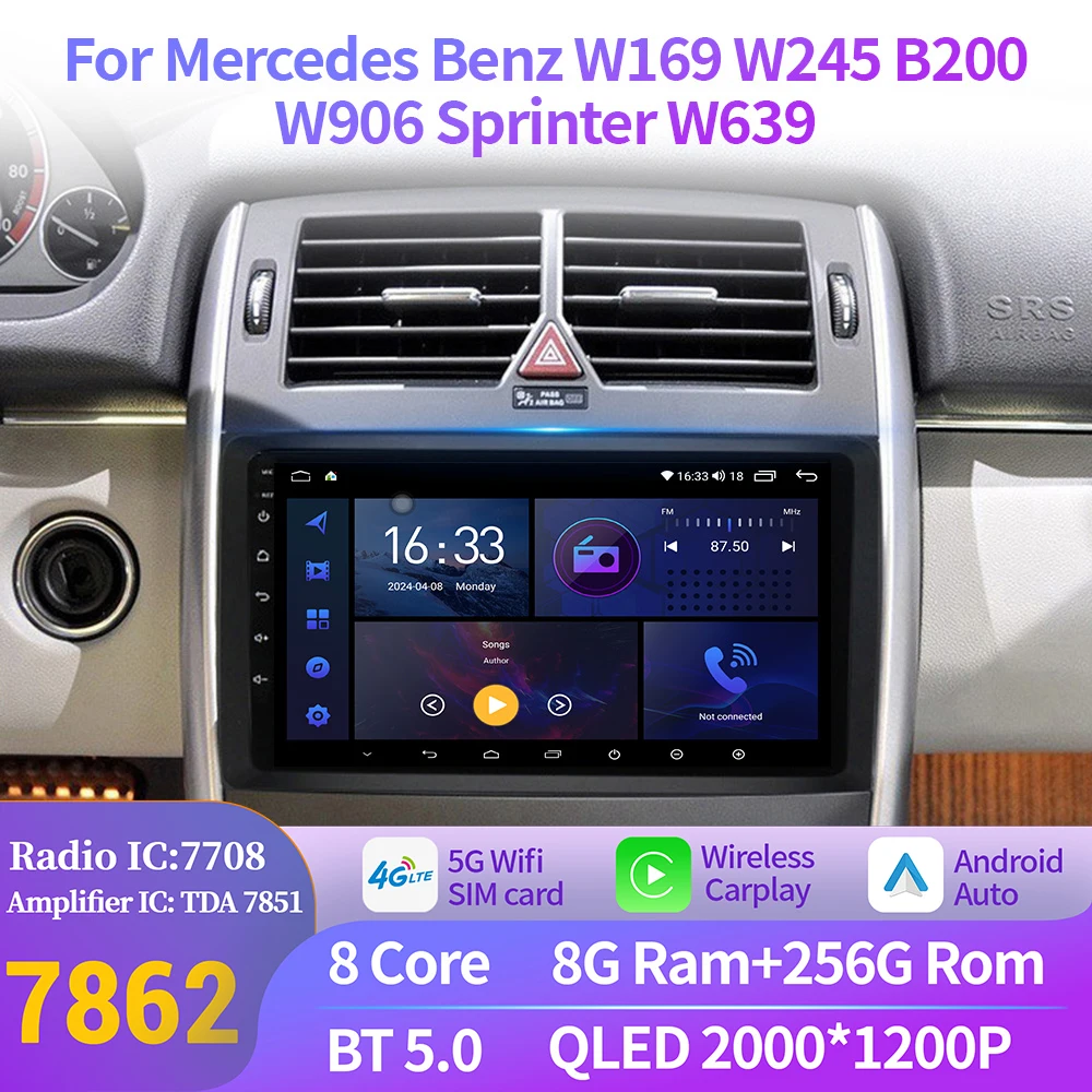 For Mercedes Benz W169 W245 B200 W906 Sprinter W639 Wireless Android 14 BT Carplay 4G Multimedia Car Radio 2K QLED Screen
For Mercedes Benz W169 W245 B200 W906 Sprinter W639 Wireless Android 14 BT Carplay 4G Multimedia Car Radio 2K QLED Screen