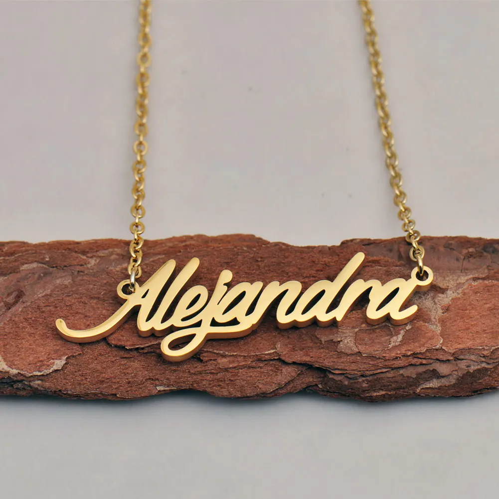 AOLOSHOW Alejandra Gold Plated Name Necklace Stainless Steel Nameplate Pendant Jewelry for Women Female Birthday Gift
AOLOSHOW Alejandra Gold Plated Name Necklace Stainless Steel Nameplate Pendant Jewelry for Women Female Birthday Gift