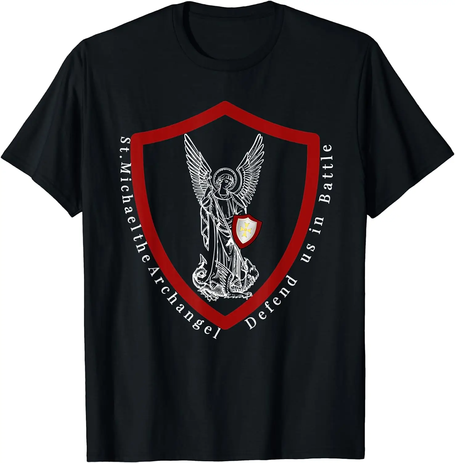 St. Michael The Archangel Defend Us In Battle T-Shirt Short Sleeve Casual Cotton O-Neck Summer T Shirts
St. Michael The Archangel Defend Us In Battle T-Shirt Short Sleeve Casual Cotton O-Neck Summer T Shirts
