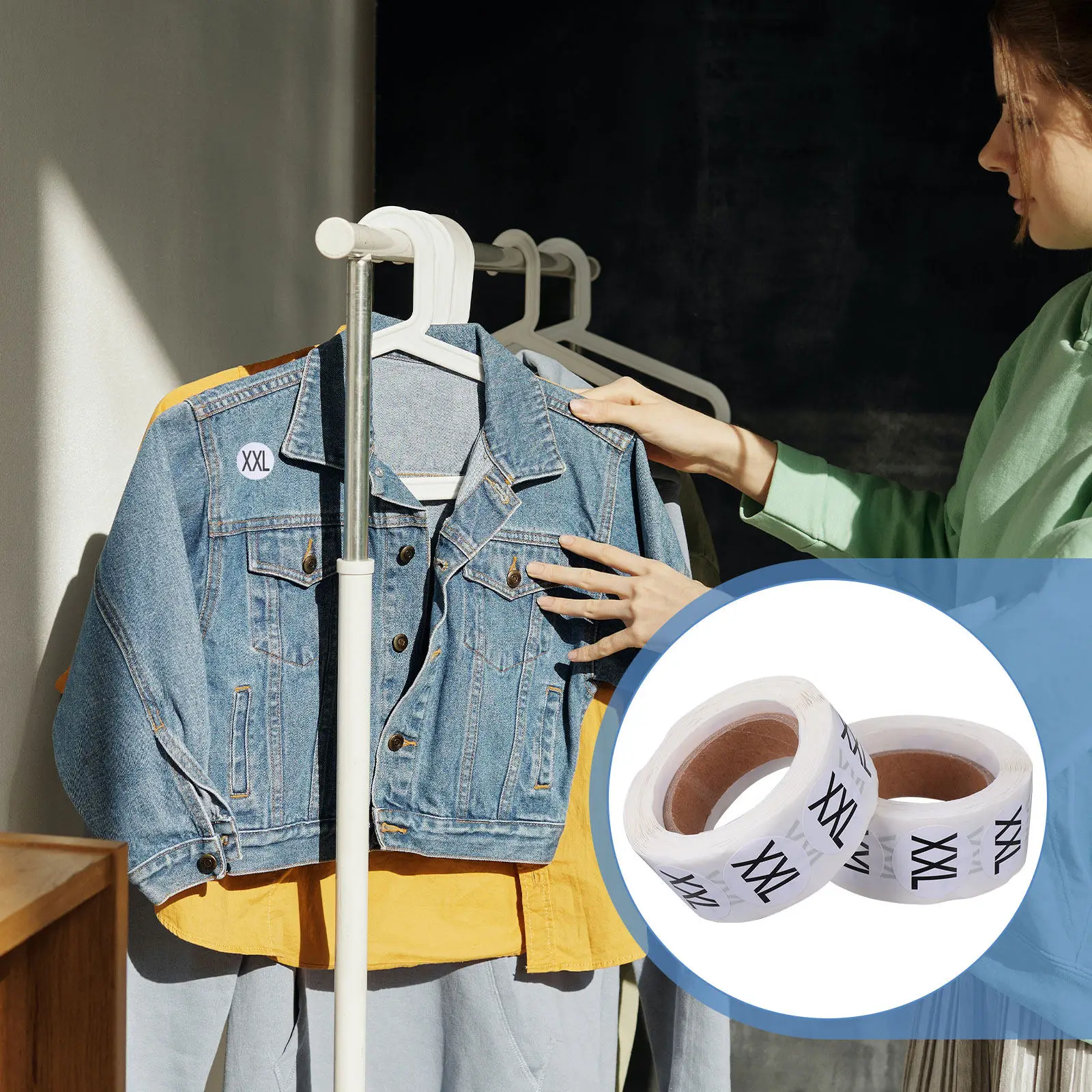2 Roll Clothing Size Label Paper Multi-Purpose Self-Adhesive Round Sticker Sheet for Gloves Hats Shirts Coats Sizes Display
2 Roll Clothing Size Label Paper Multi-Purpose Self-Adhesive Round Sticker Sheet for Gloves Hats Shirts Coats Sizes Display