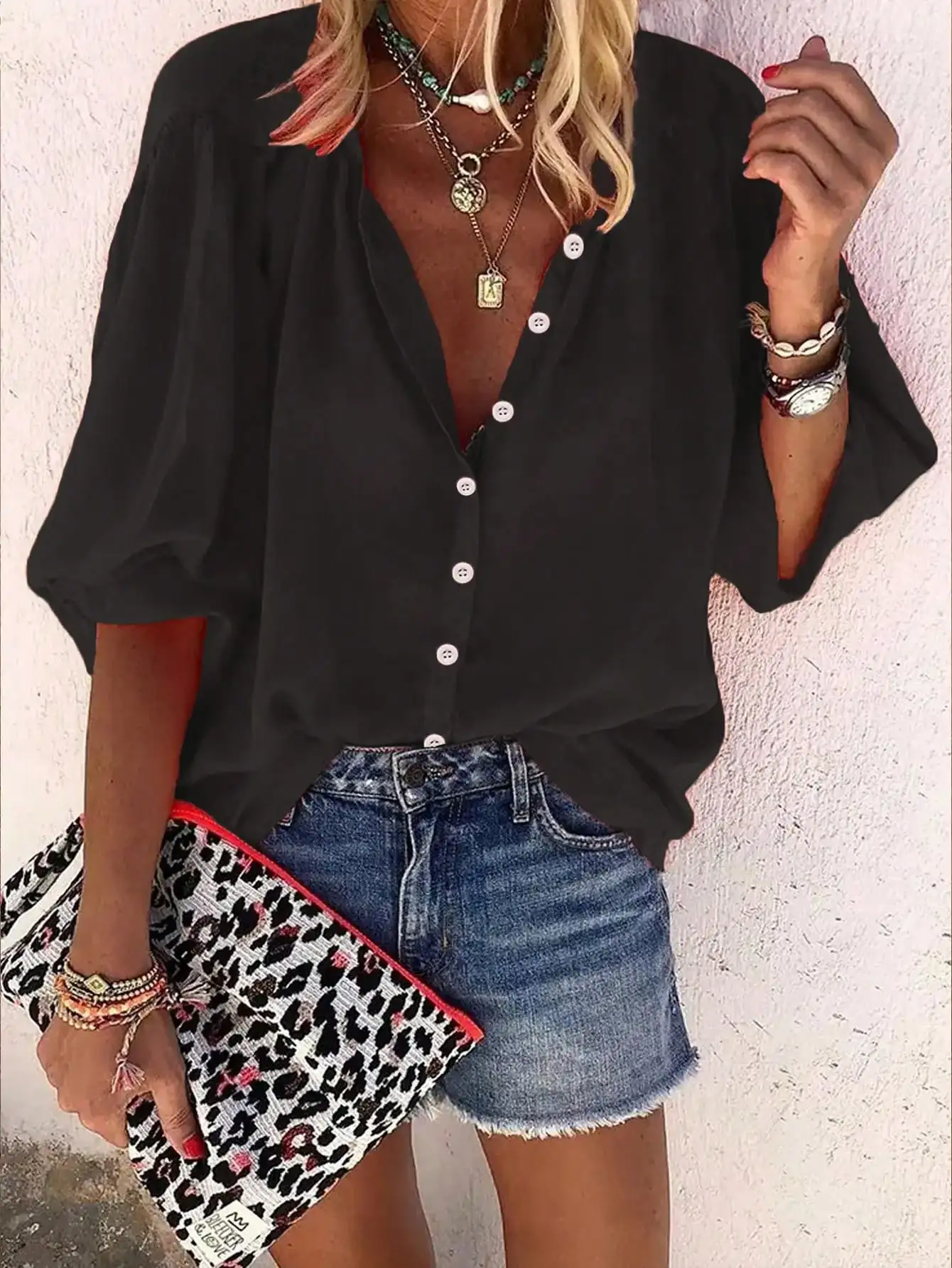 Western leisure vacation ethnic style geometric print three-quarter sleeve trumpet sleeve women's shirt
Western leisure vacation ethnic style geometric print three-quarter sleeve trumpet sleeve women's shirt