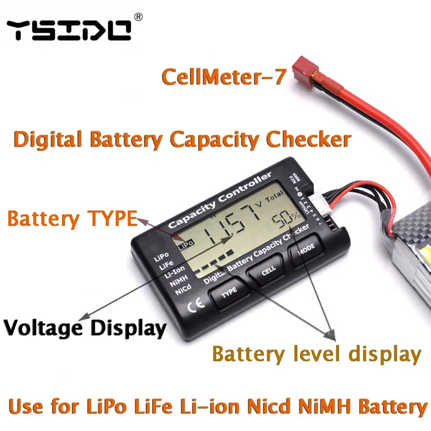 CellMeter7 Capacity Checker RC CellMeter-7 Digital for Battery LiPo LiFe Li-ion Nicd NiMH Battery Voltage Tester Checking
CellMeter7 Capacity Checker RC CellMeter-7 Digital for Battery LiPo LiFe Li-ion Nicd NiMH Battery Voltage Tester Checking
