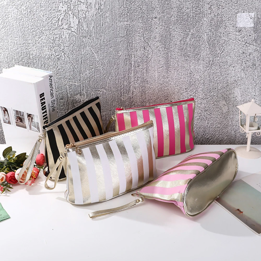 Portable Striped Makeup Bag Small Size Gold Edge Handbag Mini Soft Travel Outdoor Cosmetic Storage Bags Women's Bag
Portable Striped Makeup Bag Small Size Gold Edge Handbag Mini Soft Travel Outdoor Cosmetic Storage Bags Women's Bag