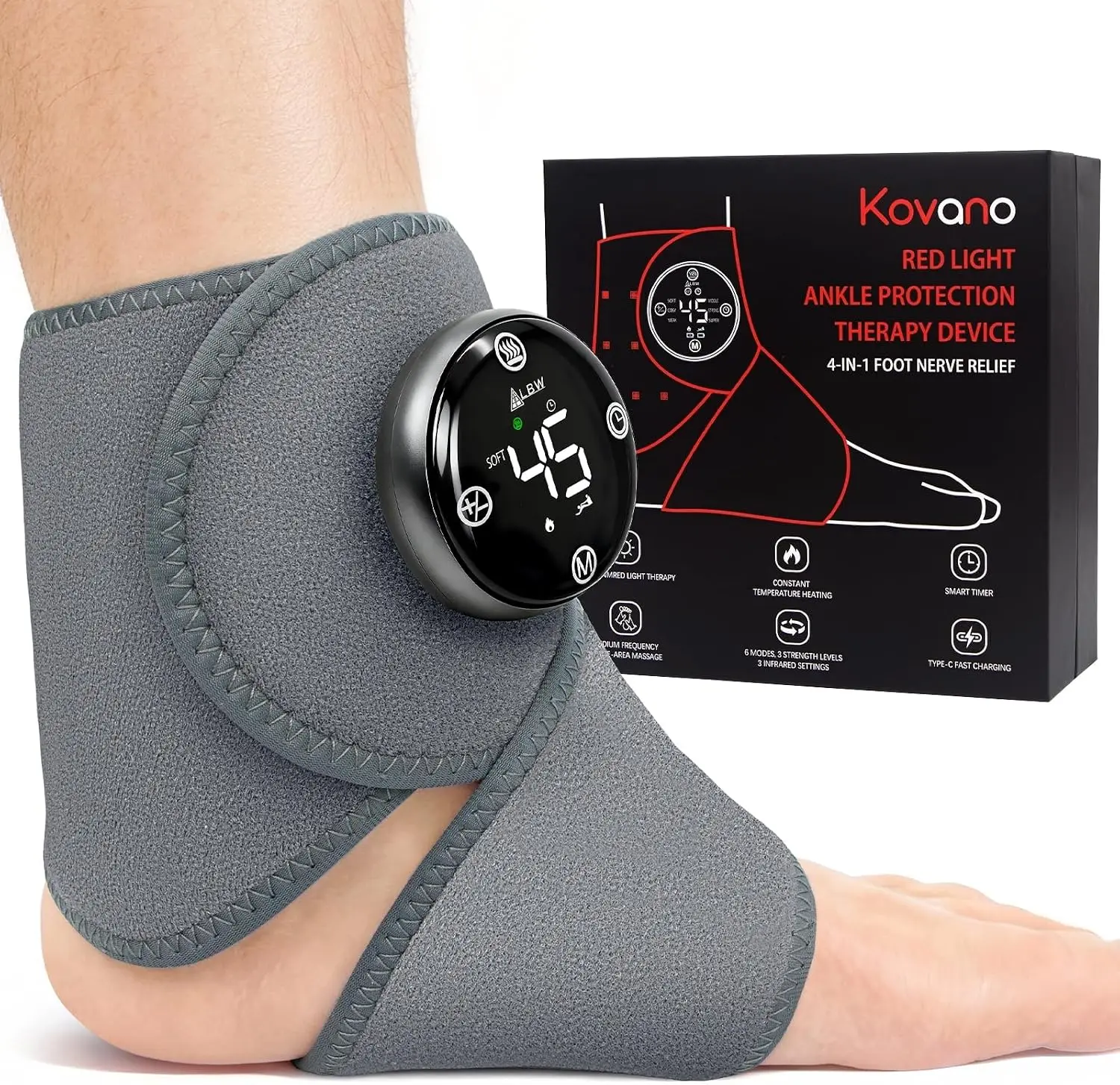 Large Fit Wearable Foot Massager Wrap, Cordless Heated Ankle Massager with Red Light, 6 Modes 3 Intensities, Multi-Area Use for Foot, Knee & Back
Large Fit Wearable Foot Massager Wrap, Cordless Heated Ankle Massager with Red Light, 6 Modes 3 Intensities, Multi-Area Use for Foot, Knee & Back