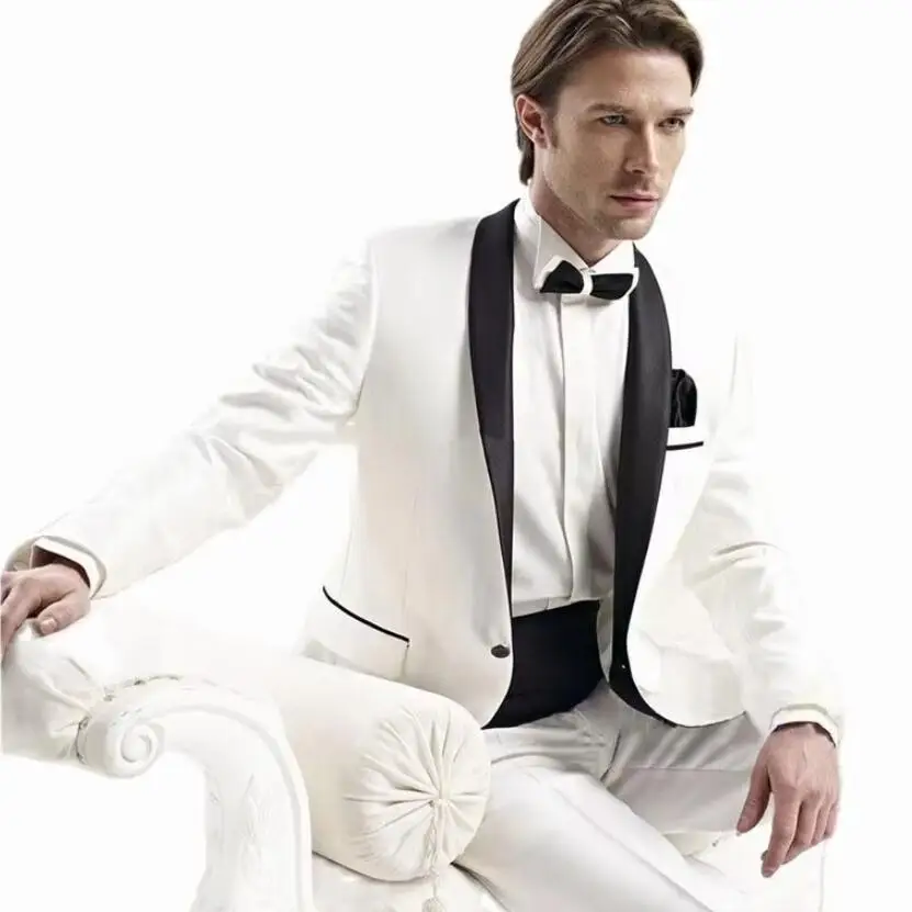 Classic White 2 Piece Wedding Men Suits Groom Tuxedo Slim Fit Black Satin Lapel Groomsmen Formal Party Male Suit (Blazer+Pants)
Classic White 2 Piece Wedding Men Suits Groom Tuxedo Slim Fit Black Satin Lapel Groomsmen Formal Party Male Suit (Blazer+Pants)