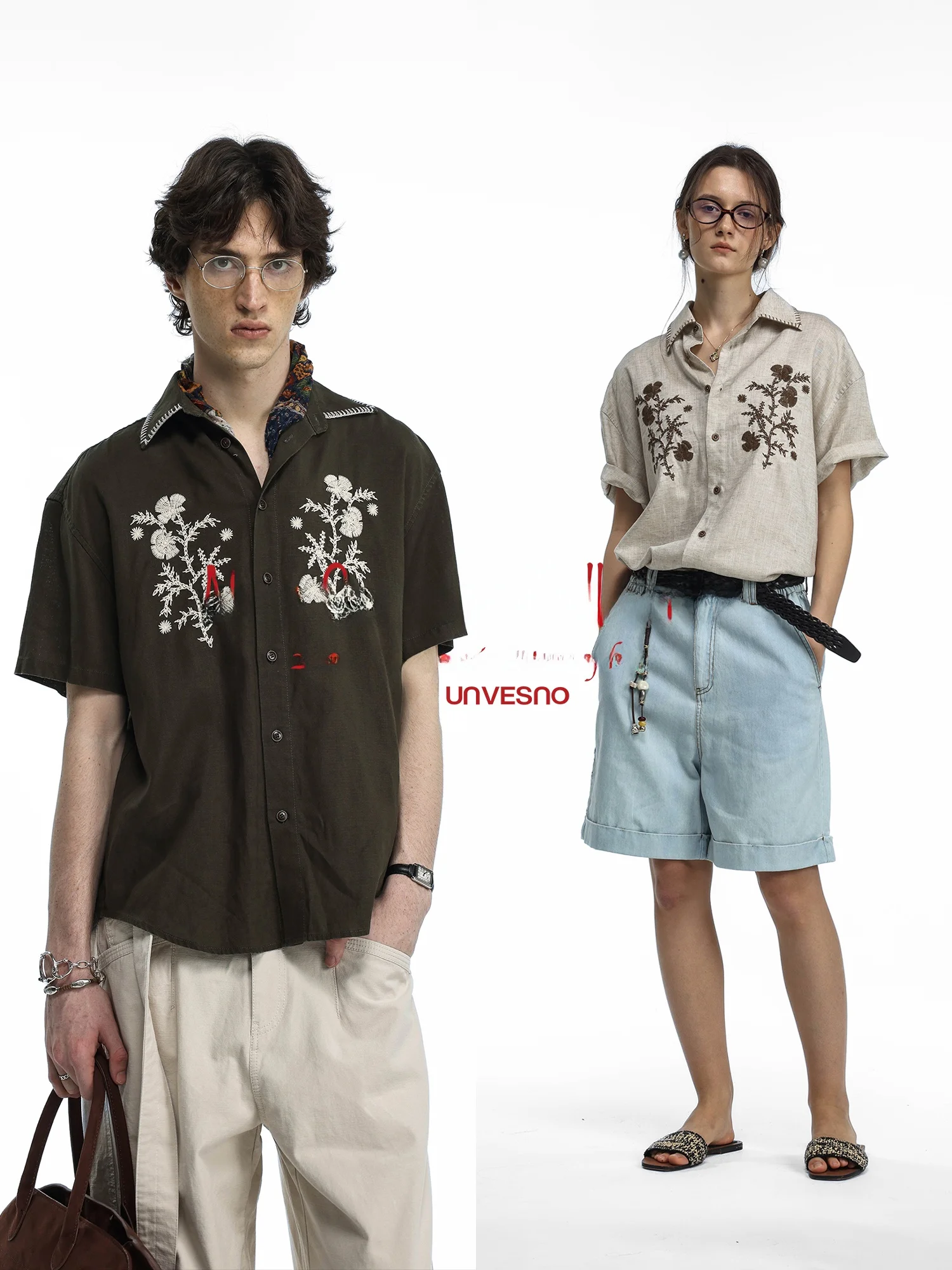 Heavy Embroidery Mixed Fiber Linen Shirt UnvesnoUNStaycation Mid-century Style Loose Fit Fashion Urban Youth Short Sleeve
Heavy Embroidery Mixed Fiber Linen Shirt UnvesnoUNStaycation Mid-century Style Loose Fit Fashion Urban Youth Short Sleeve