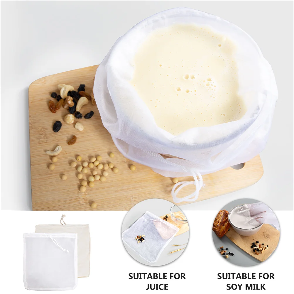 2pcs Reusable Nut Milk Food Grade Filter Straining Bag For Coffee Tea Juice Fine Mesh Strainer High Density Nylon Drawstring 
2pcs Reusable Nut Milk Food Grade Filter Straining Bag For Coffee Tea Juice Fine Mesh Strainer High Density Nylon Drawstring