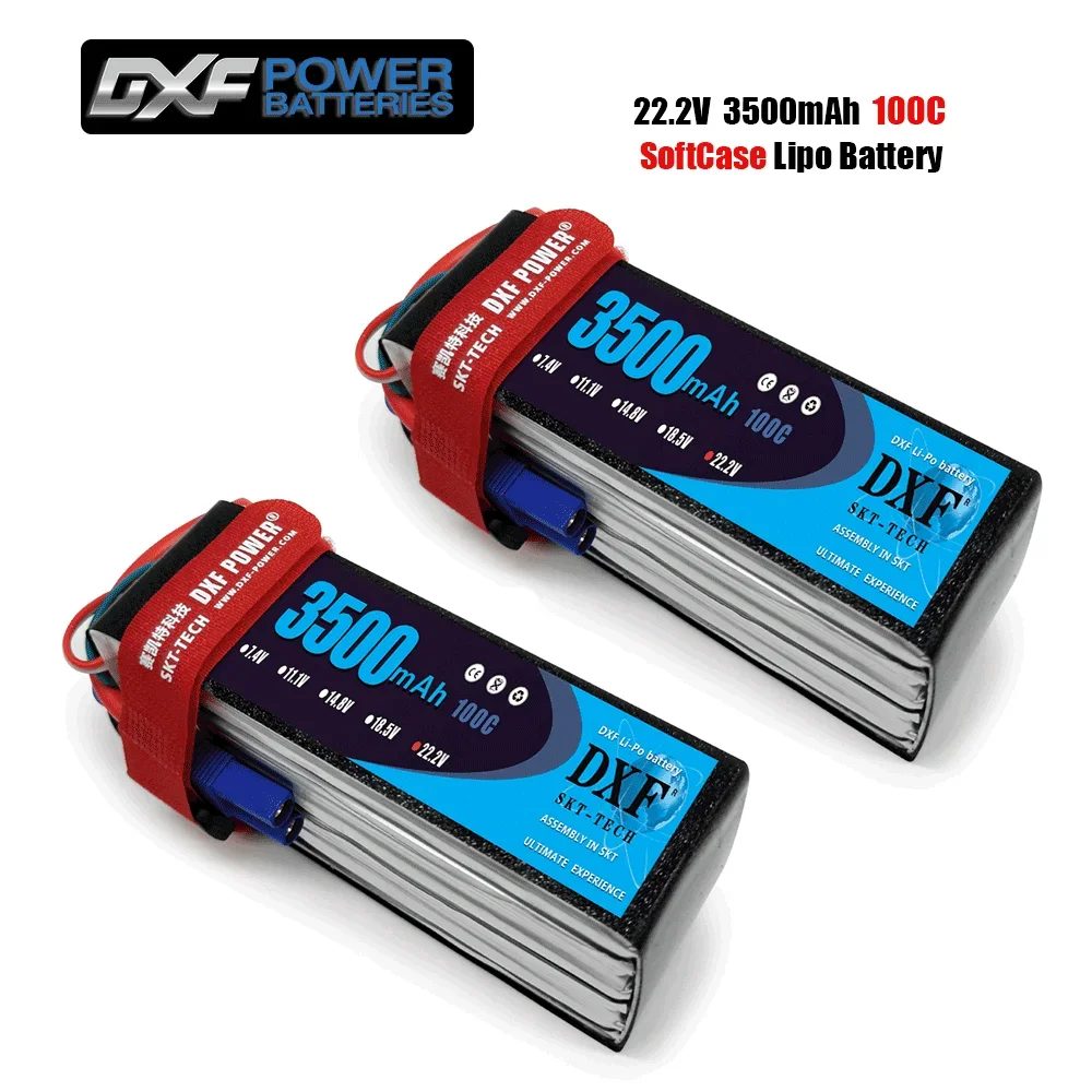 DXF 6S Lipo Battery 22.2V 3500mAh 100C With XT90 XT60 EC5 TRX T XT150 Plug Softcase for 1/10 Buggy Truggy Boat Car Truck RACING
DXF 6S Lipo Battery 22.2V 3500mAh 100C With XT90 XT60 EC5 TRX T XT150 Plug Softcase for 1/10 Buggy Truggy Boat Car Truck RACING