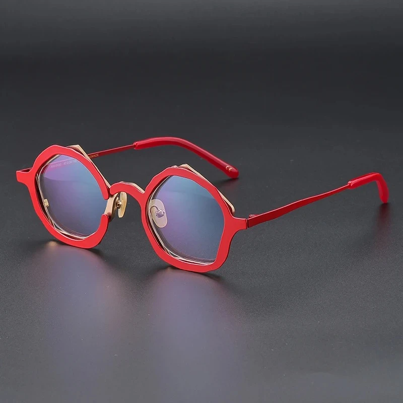 Fashion Irregular Round Black Gold Red Blue Green Color Blocking Glasses Frame Women Men Unique Asymmetrical Titanium Eyeglass
Fashion Irregular Round Black Gold Red Blue Green Color Blocking Glasses Frame Women Men Unique Asymmetrical Titanium Eyeglass