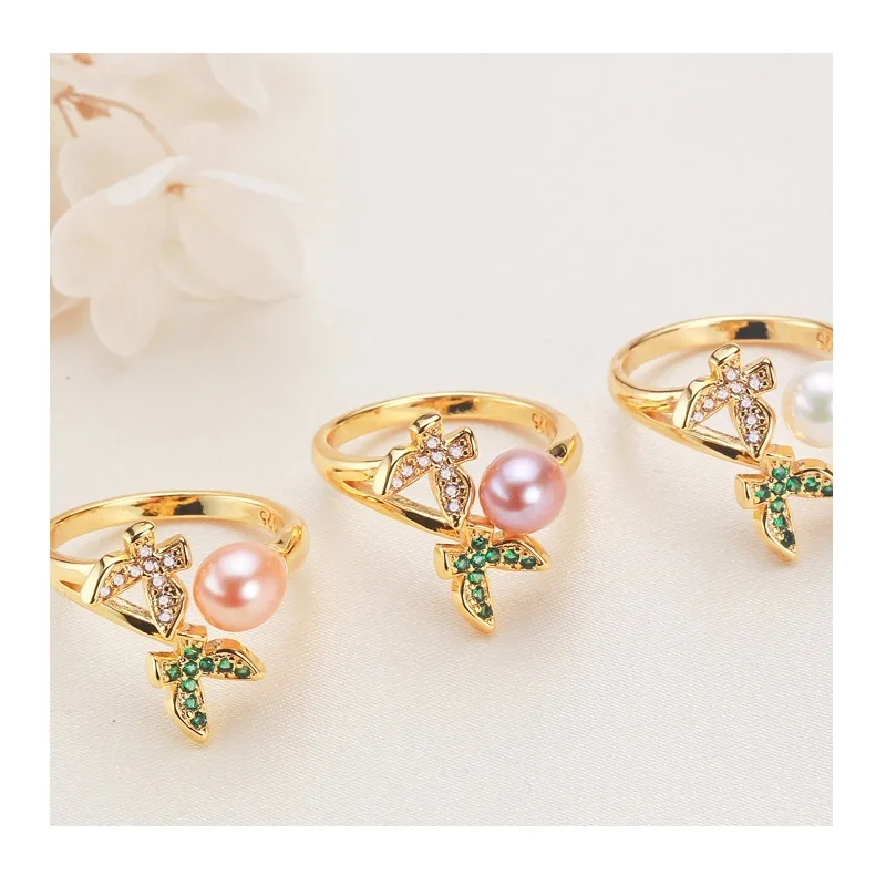 Pearl Jewelry Butterfly Double Fly Fashion Simple Copper Gold-plated Ring Freshwater Pearl Ring Women
Pearl Jewelry Butterfly Double Fly Fashion Simple Copper Gold-plated Ring Freshwater Pearl Ring Women